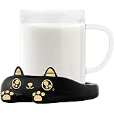 PUSEE Coffee Mug Warmer & Cute Cat Mug Set, Coffee Cup Warmer for Desk with Auto Shut Off, Beverage Warmer with 3 Temp Settin