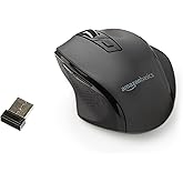 Amazon Basics Ergonomic 2.4 GHz Wireless Optical Mouse, DPI adjustable, Compatible with PC, Mac, Laptop - Black