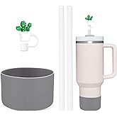 FAMOPLAY for Stanley Cup Accessory,4 PCS Replacement Silicone Straws for Stanley Adventure Quencher Travel Tumbler,2 Reusable