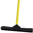 FURemover Original Indoor Pet Hair Rubber Broom with Carpet Rake and Squeegee, Black and Yellow