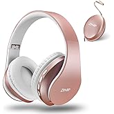 ZIHNIC Bluetooth Headphones Over-Ear, Foldable Wireless and Wired Stereo Headset Micro SD/TF, FM for Cell Phone,PC,Soft Earmu