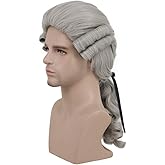 karlery Colonial Man Long Wave Gray Wig Halloween Costume Wig Anime Cosplay Wig (Gray)