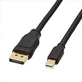 Amazon Basics Mini DisplayPort to DisplayPort Display Cable, 4Kx2K, Gold-Plated Plugs, 6 Foot, Black