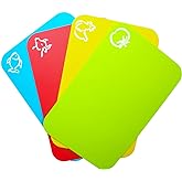 Carrollar Small Flexible Plastic Cutting Board Mats, Cutting Boards Mats With Food Icons, Gripped Back and Dishwasher Safe, S