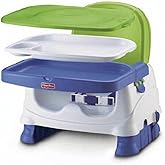 Fisher-Price Toddler Booster Seat Healthy Care Deluxe Blue Adjustable Chair for Dining Table & Travel with Baby, Dishwasher S