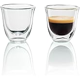 De'Longhi DeLonghi Double Walled Thermo Espresso Glasses, Set of 2, Regular, Clear, 90 milliliters