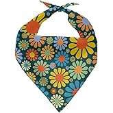 Forchrinse Hippie Flower Dog Bandana Pet Triangle Scarf Accessories Puppy Kerchief Polyester Fabric Dog Scarf Bib Medium