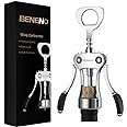 Wine Opener, Zinc Alloy Premium Wing Corkscrew Wine Bottle Opener with Multifunctional Bottles Opener, Sharp Corkscrew with E