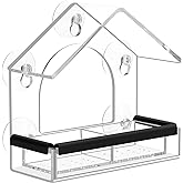 Clear Window Bird Feeder with 5 Extra Strong Suction Cups, DY-SKTY Sturdy and Durable Acrylic Bird Feeders for Viewing Wild B