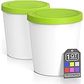 BALCI - Premium Ice Cream Containers (2 Pack - 1 Quart Each) Perfect Freezer Storage Tubs with Lids for Ice Cream, Sorbet and