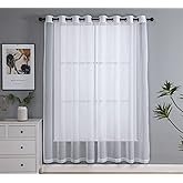 PI Sheer White Curtains 84 Inch Length, Solid Voile with Grommet Top for Living Room/Bedroom (W52 X L84 Inch, 2 Panels)…