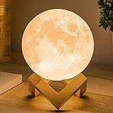 Mydethun 3D Moon Lamp with 4.7 Inch Wooden Base - Mothers Day Gift, LED Night Light, Mood Lighting with Touch Control Brightn