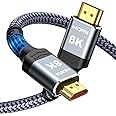 Highwings Short 8K HDMI Cable 1FT/0.3M 48Gbps, Ultra High Speed HDMI Braided Cord-4K@120Hz, 8K@60Hz,eARC,DTS-HD,12 Bit Color 