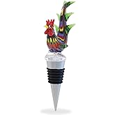 Cheers Rooster Glass Wine Stopper - Elegant Vacuum Seal Reusable Chicken Animal Farm Life Wine Bottle Stopper Airtight Leak P