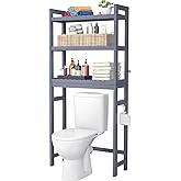 Homykic Over The Toilet Storage, Bamboo 3-Tier Over-The-Toilet Space Saver Shelf Organizer Rack, Stable Freestanding Above To