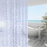 WellColor Short Shower Curtain Liner 65 inch, Pebble Translucent EVA Bath Shower Liners, Heavy Duty, Cobblestone, 72 x 65 inc