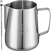 Milk Frothing Pitcher 12oz,Espresso Steaming Pitcher 12oz,Espresso Machine Accessories,Milk Frother cup 12oz,Milk Coffee Capp