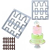 MoldFun 2Pcs Wood Fence Cookie Cutter Plastic Mold for Fondant, Gum Paste, Polymer Clay, Cake Border Decorating