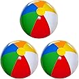 4E's Novelty Beach Balls 3 Pack 20" Inflatable for Kids - Toys & Toddlers, Pool Games, Toy Classic Rainbow Color