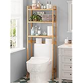 AMBIRD Over The Toilet Storage, 3-Tier Bathroom Organizer Over Toilet with Sturdy Bamboo Shelves,Multifunctional Toilet Shelf