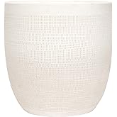 Creative Co-Op Large Matte White Embossed Stoneware Planter