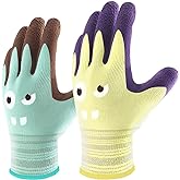 COOLJOB 2 Pairs Modal Toddler Work Gloves Ages 2-5, Rubber Coated Kids Gardening Gloves for Children, Ultra Soft Skin-friendl