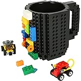 Lumsburry Build-on Brick Coffee Mug, Funny DIY Novelty Cup with Building Blocks Creative for Kids Men Women Xmas Birthday (Co