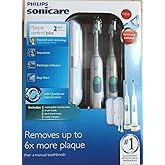 Philips Sonicare Plaque Control Plus Rechargeable Toothbrush HX6254/81 Twin Pack (2 Rechargeable Toothbrushes, 4 Brush Heads,