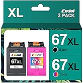 Eudul 67XL Ink Cartridges Black Color Combo Pack Replacement for HP Ink 67 67XL for HP DeskJet 2700 2700e 2755e 2755 4155e 41