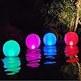 Rukars Floating Ball Pool Light Solar Powered 4 PCS, 14 Inch Inflatable Hangable IP68 Waterproof Rechargeable Color Changing 