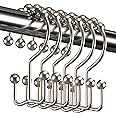 Titanker Shower Curtain Hooks Rings, Rust Resistant Metal Double Glide Shower Hooks Rings for Bathroom Shower Rods Curtains, 