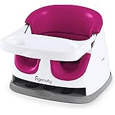 Ingenuity Baby Base 2-in-1 Booster Feeding and Floor Seat with Self-Storing Tray - Pink Flambe