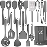 Silicone Kitchen Utensils Set, 16-Piece Silicone Cooking Utensils by Deedro, Heat Resistant Kitchen Tools Set with Holder, No