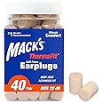 Mack’s ThermaFit Soft Foam Earplugs, 40 Pair - Comfortable Ear Plugs for Sleeping, Snoring, Work, Travel & Loud Events | Made