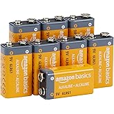 Amazon Basics 8-Count 9 Volt Alkaline Performance All-Purpose Batteries, 5-Year Shelf Life, Packaging May Vary