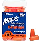 Mack’s Maximum Protection Soft Foam Earplugs – 50 Pair, 33 dB Highest NRR – Comfortable Ear Plugs for Sleeping, Snoring, Loud