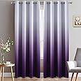 Yakamok Light Blocking Gradient Color Curtains Purple Ombre Blackout Curtains Room Darkening Thermal Insulated Grommet Window