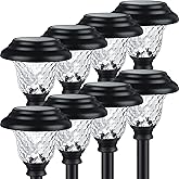 Balhvit Glass Solar Lights Outdoor, 8 Pack Super Bright Solar Pathway Lights, Up to 12 Hrs Long Last Auto On/Off Garden Light