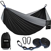 Kootek Camping Hammock, Camping Essentials, Lightweight Portable Double & Single Hammock with Tree Straps, Camping Gear for O