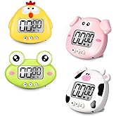4 Pieces Cute Cartoon Animal Digital Timers Small Digital Kitchen Timers Countdown Timers with Magnetic Backs and ON/Off Swit