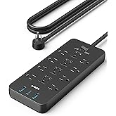 Surge Protector Power Strip (2100J), Anker 12 Outlets with 1 USB C and 2 USB Ports foriPhone 15/15 Plus/15 Pro/15 Pro Max, 5f