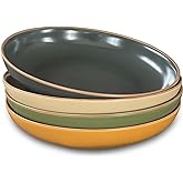 Mora Ceramic Artisan Matte Large Pasta Bowls 30oz, Set of 4 - Serving, Salad, Dinner, etc Kitchen Plate/Wide Bowl - Microwave