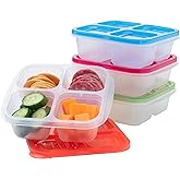 EasyLunchboxes® - Bento Snack Boxes - Reusable 4-Compartment Food Containers for School, Work and Travel, Set of 4 (Classic)