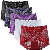 PHOLEEY Sexy Underwear for Women Ladies Seamless Brief Womens Lace Panties 5-Pack