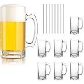 QAPPDA Beer Mugs Set,Glass Mugs With Handle 16oz,Large Beer Glasses For Freezer,Beer Cups Drinking Glasses 500ml,Pub Drinking