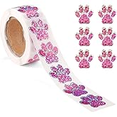 500pcs Puppy Paw Stickers, 1 Inch Self-Adhesive Glittery Puppy Paw Decals Cute Dog Paw Stickers Cat Print Stickers for Envelo