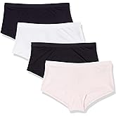 Amazon Essentials Women's Ribbed Boyshort Underwear, Pack of 4