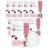 DERMAL Wine Collagen Essence Korean Facial Mask Sheet Pack of 10 - Hydrating & Revitalizing Tired Skin, Elasticity, Radiant S