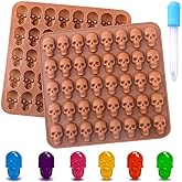 BUSOHA Gummy Skull Candy Molds Silicone, 2 Pack 40 Cavity Non-Stick Skull Silicone Molds with 1 Droppers for Chocolate, Candy