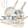 Pots and Pans Set Non Stick, 12 Pcs Kitchen Cookware Sets Induction Cookware Granite Cooking Set with Frying Pans, Saucepans,